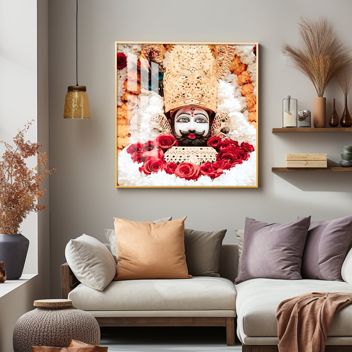 Lord Khatu Shyam Premium Acrylic Square Wall Art