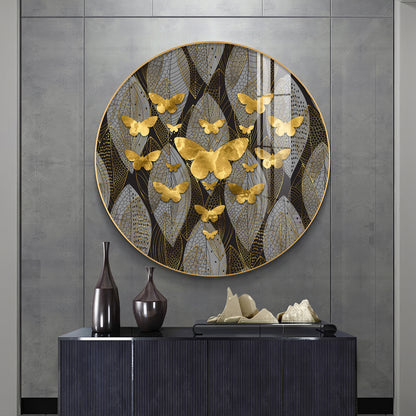 Golden Winged Premium Acrylic Round Wall Art