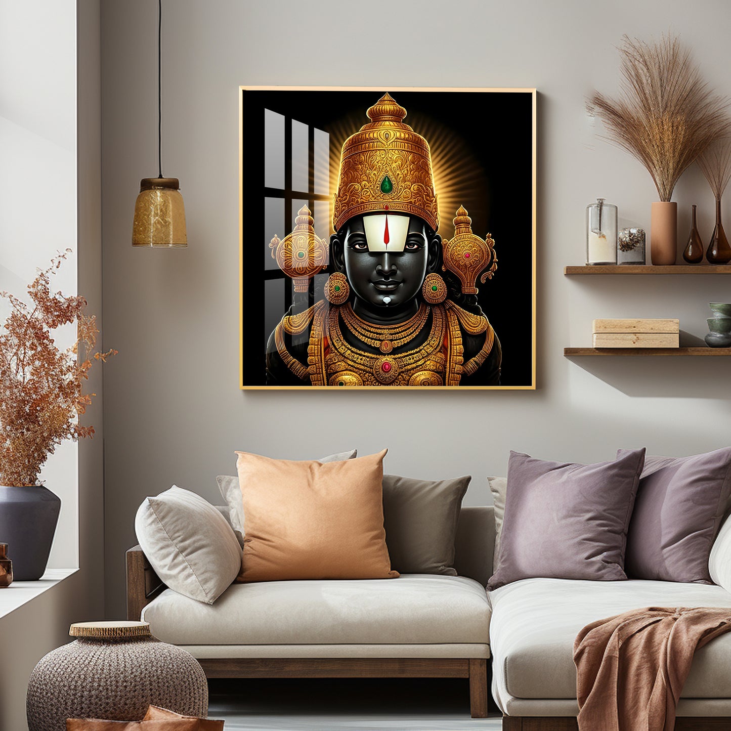 Ethereal Lord Venkateswara Swami Premium Acrylic Square Wall Art