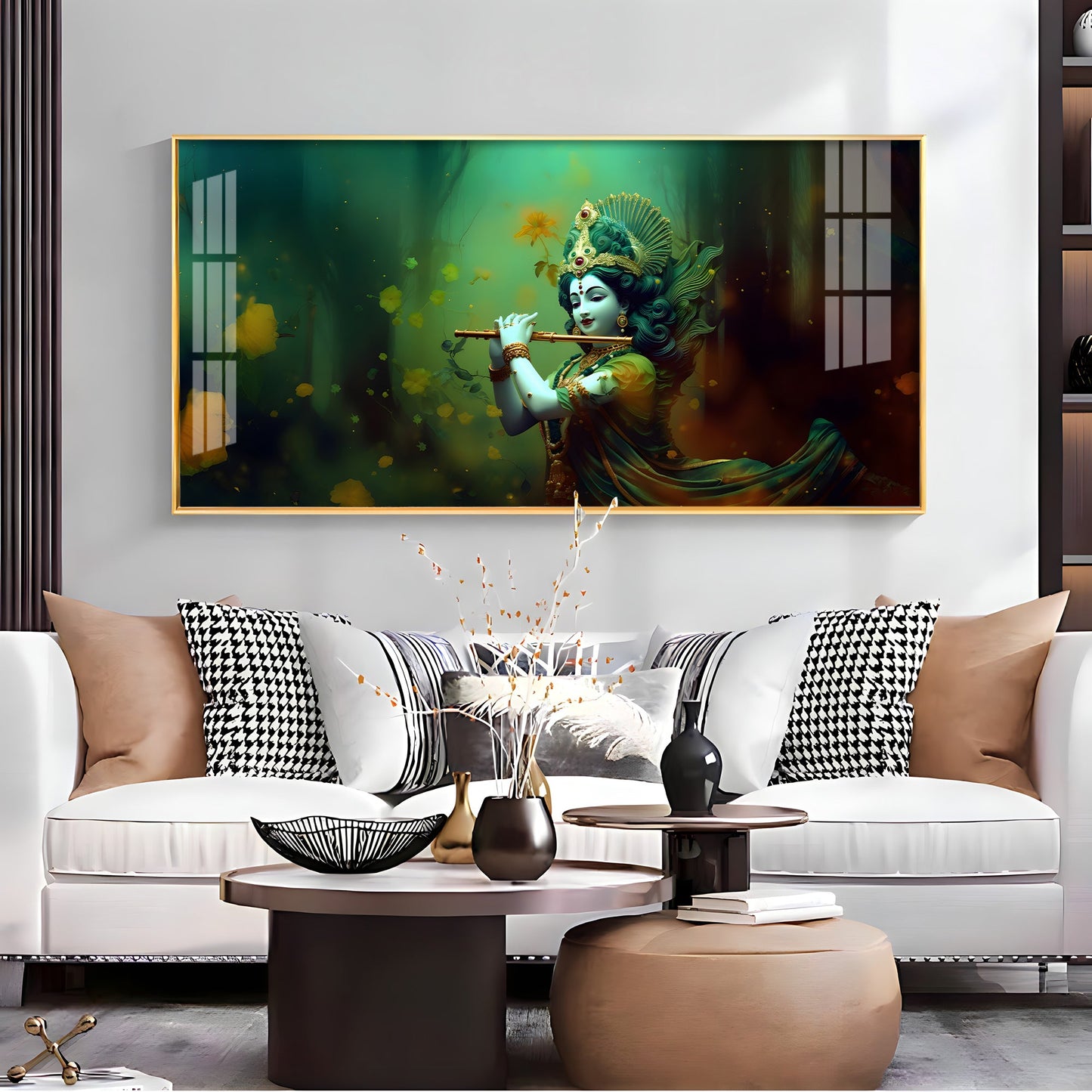 Murli Manohar Premium Acrylic Horizontal Wall Art - 24X12 inches / Gold