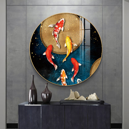Koi Harmony Premium Acrylic Round Wall Art