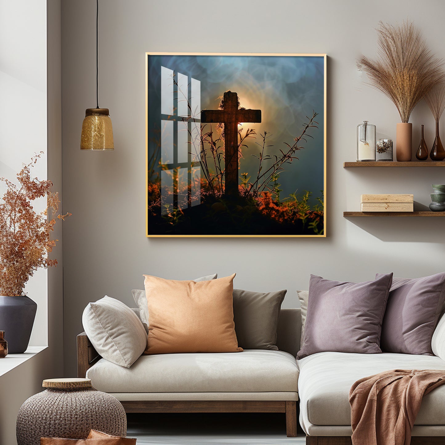 Jesus Christ Cross Premium Acrylic Square Wall Art