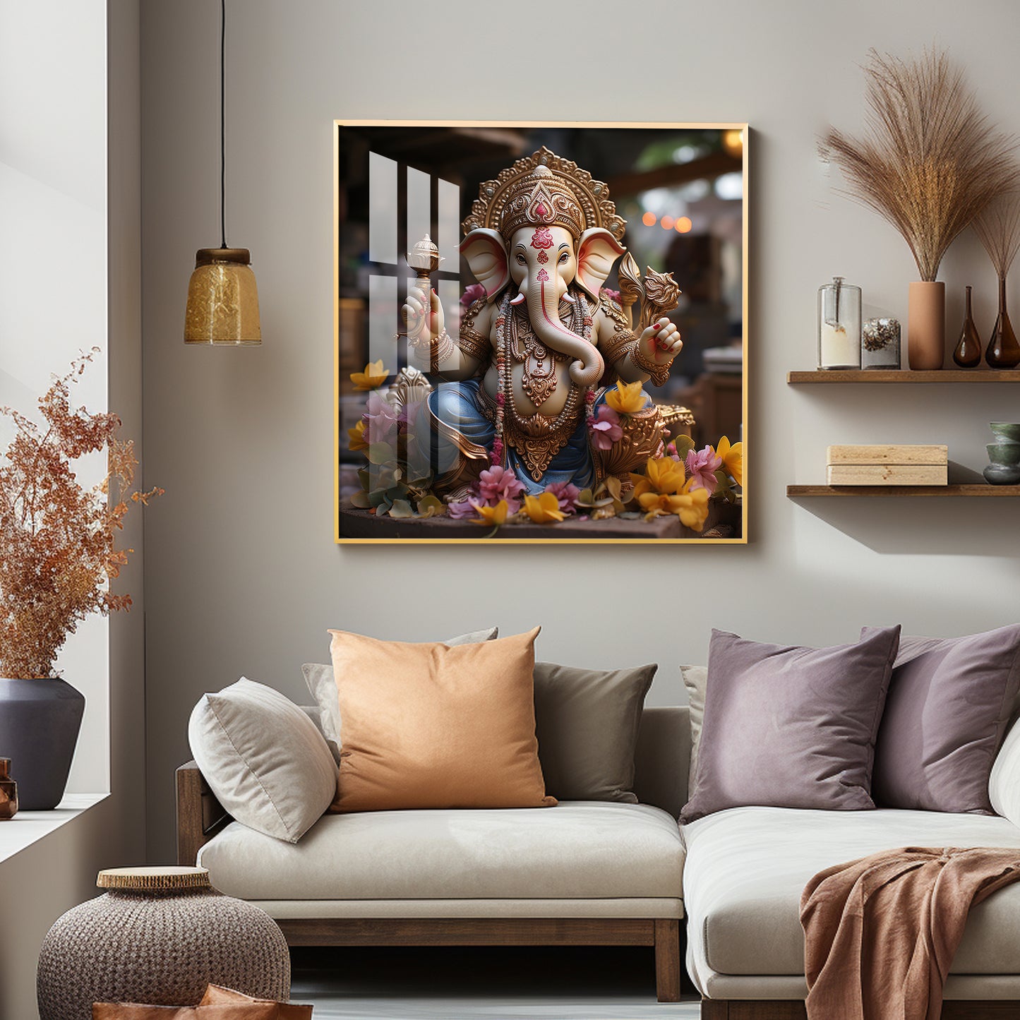 Karya Siddh Ganesh Premium Acrylic Square Wall Art