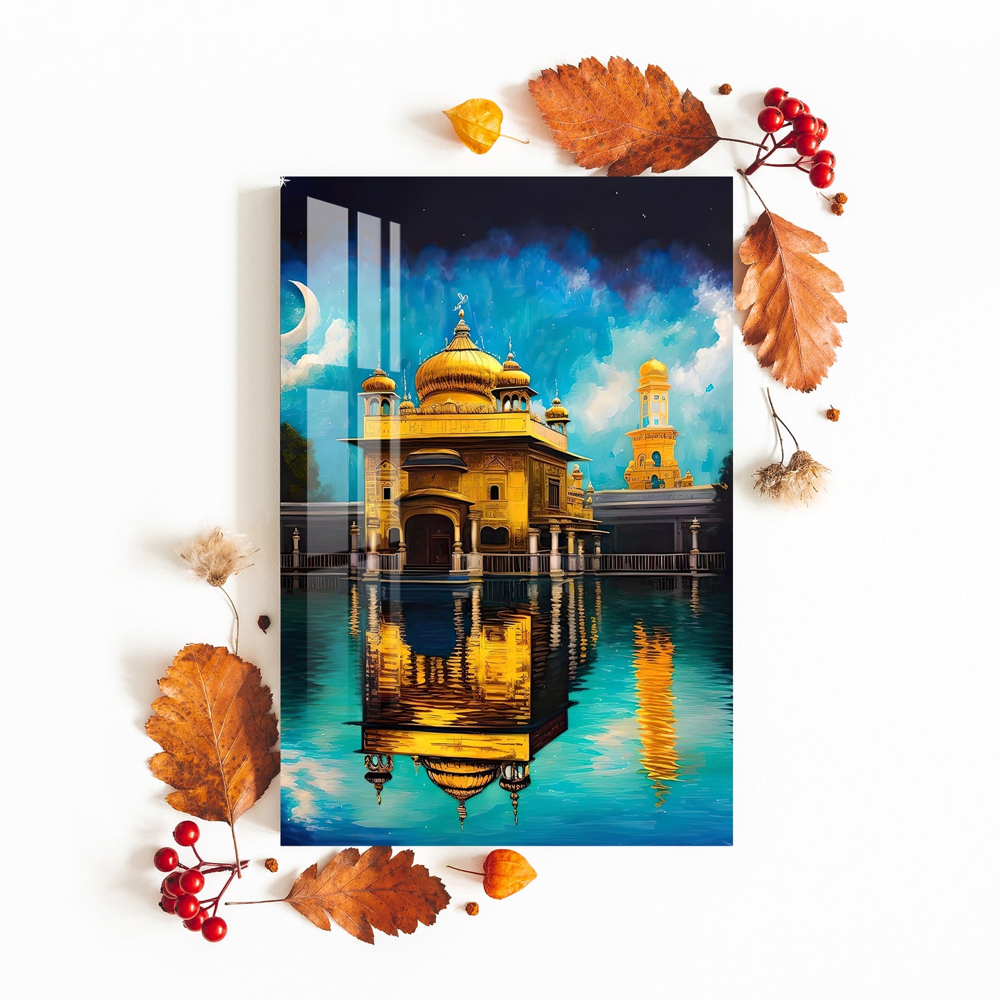 Mesmerizing Golden Temple Acrylic Wall Art