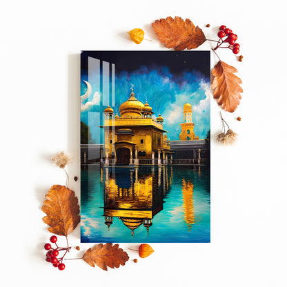 Mesmerizing Golden Temple Acrylic Wall Art