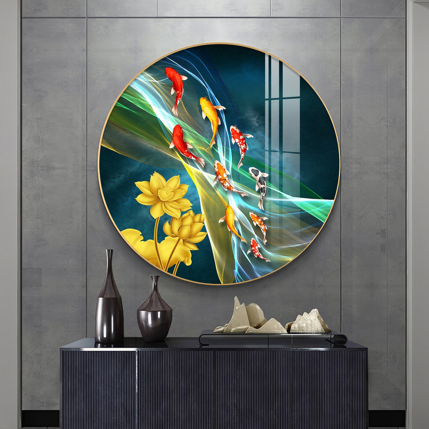 Aquatic Harmony Premium Acrylic Round Wall Art