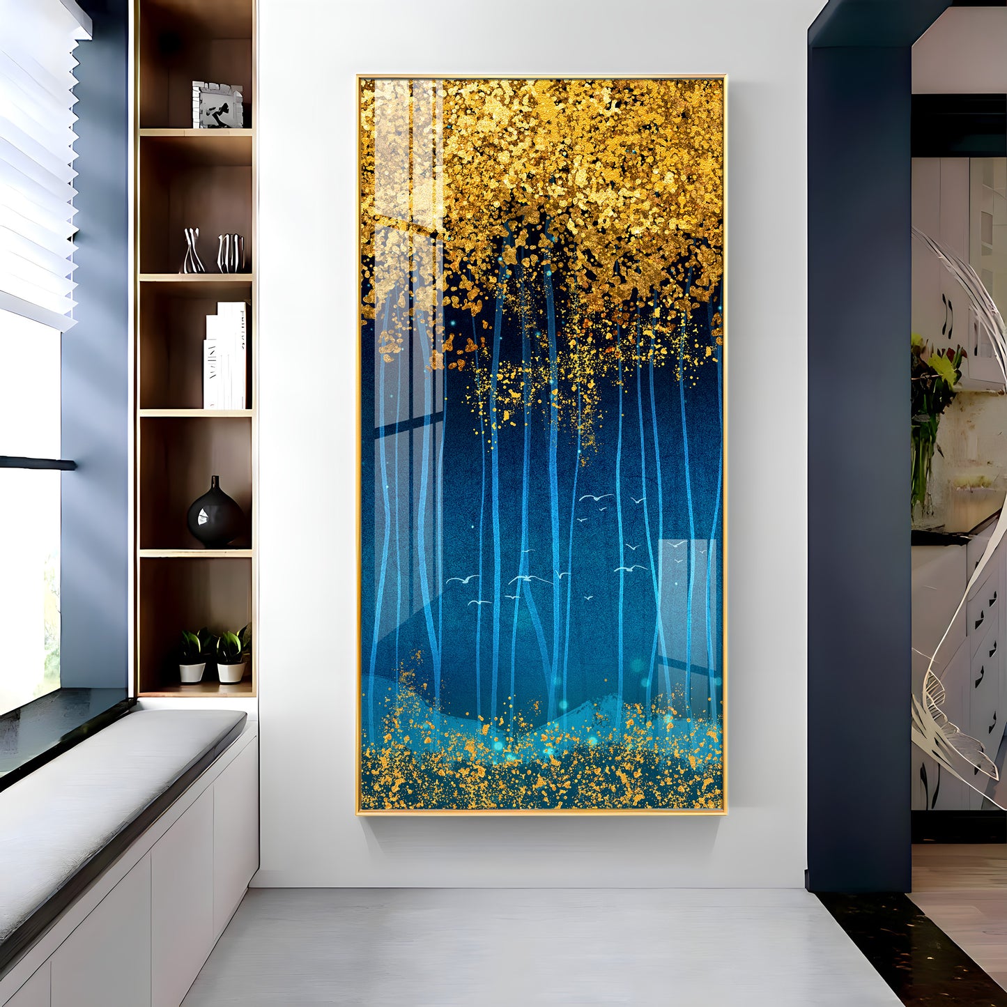 Sparkling Leaves Premium Acrylic Vertical Wall Art