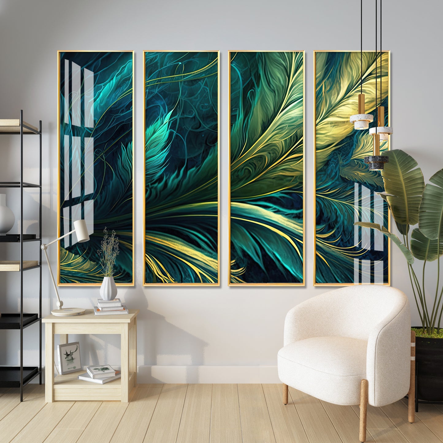 Tropical Leaves Premium Acrylic Vertical Wall Art (set of 4)