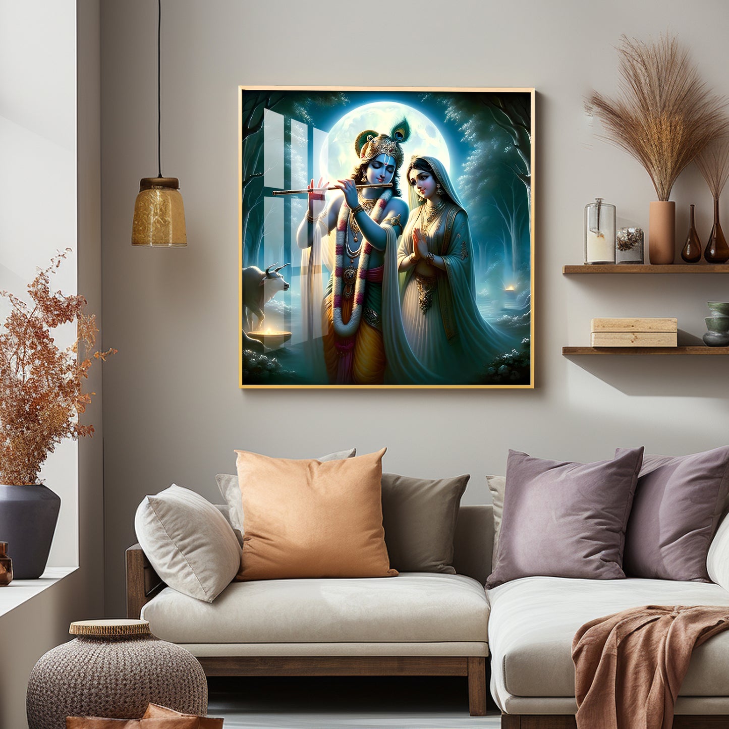 Jai Shree Radhekrishna Premium Acrylic Square Wall Art