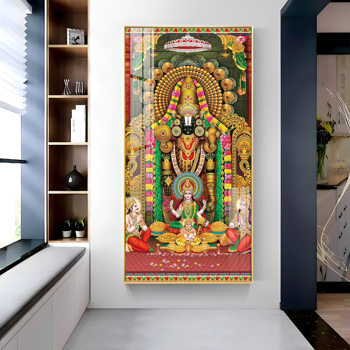 Lord Venkateswara With Lakshmi Ji Premium Acrylic Vertical Wall Art