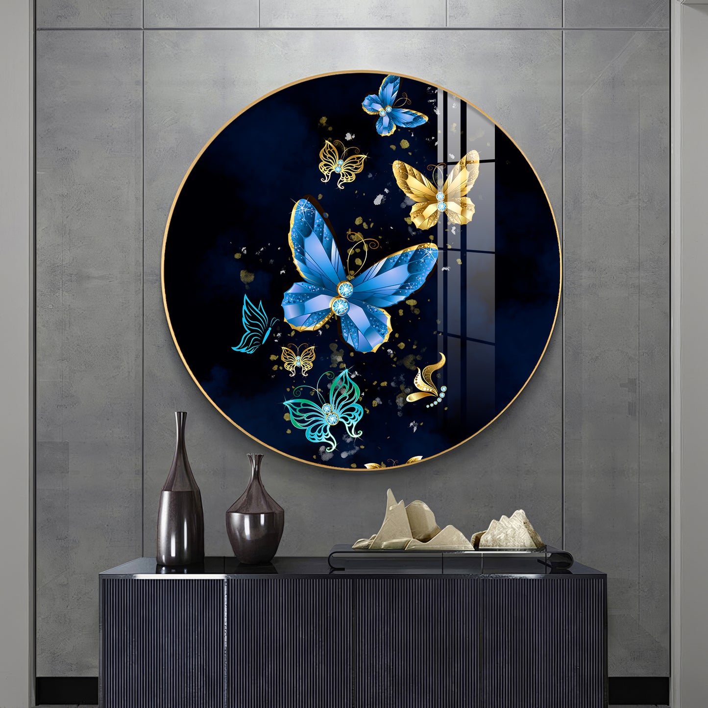 Butterfly Haven Premium Acrylic Round Wall Art