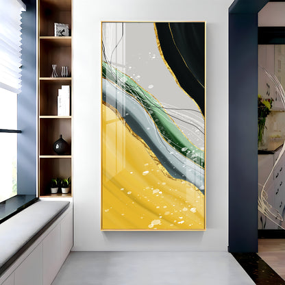 Golden Greens Premium Acrylic Vertical Wall Art