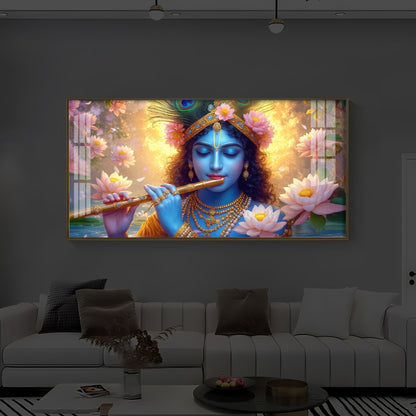 Shree Krishna Modern Luxury Backlight Horizontal Wall Art