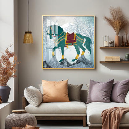 European Abstract Three-Dimensional Horse Premium Acrylic Square Wall Art