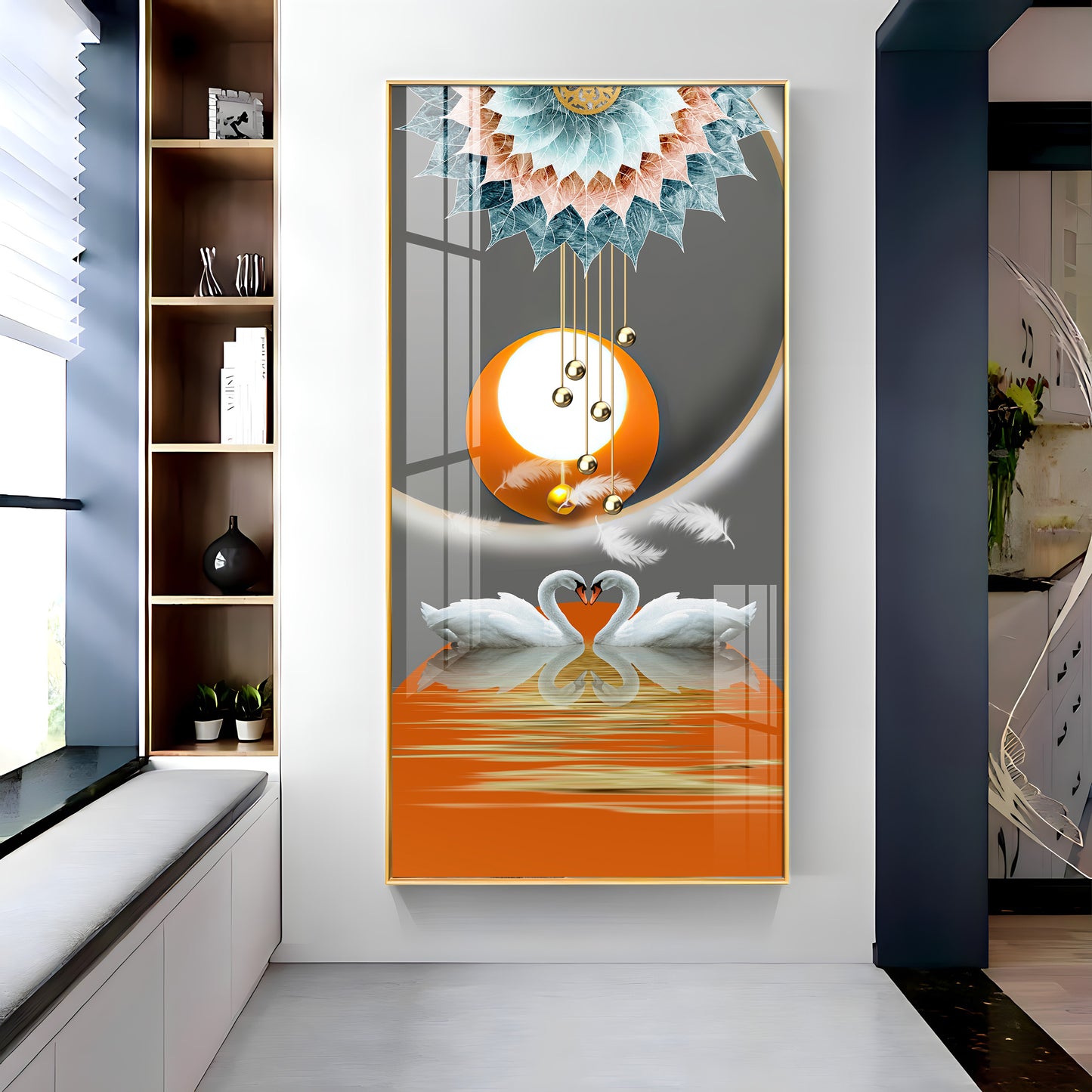 Loving Swans Premium Acrylic Vertical Wall Art