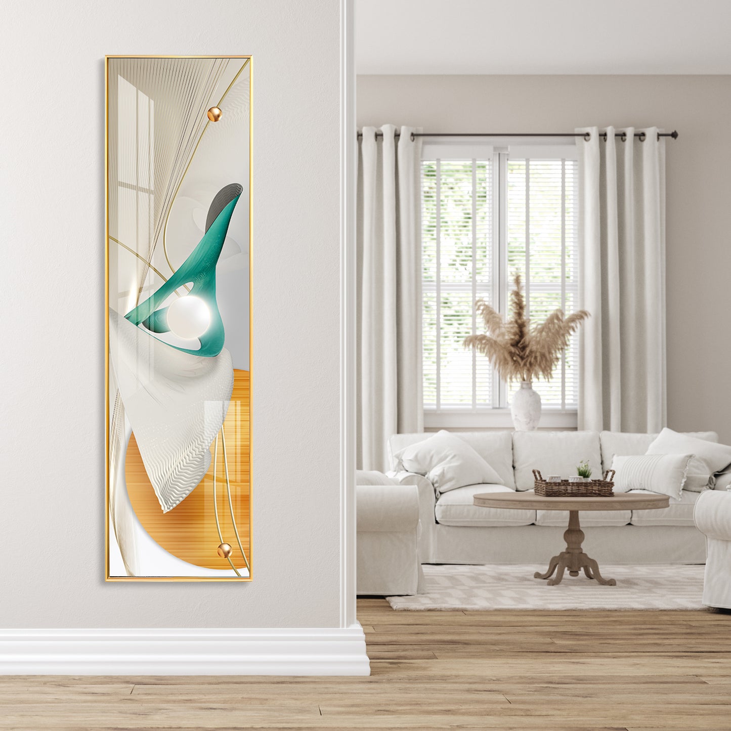 Nordic Abstract Golden Premium Acrylic Vertical Wall Art