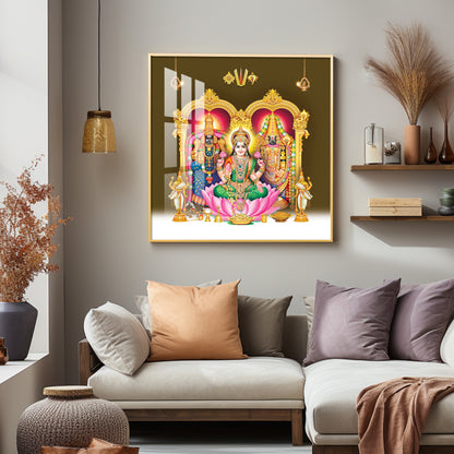 Balaji Padamavathi with kuber Laxmi Premium Acrylic Square Wall Art