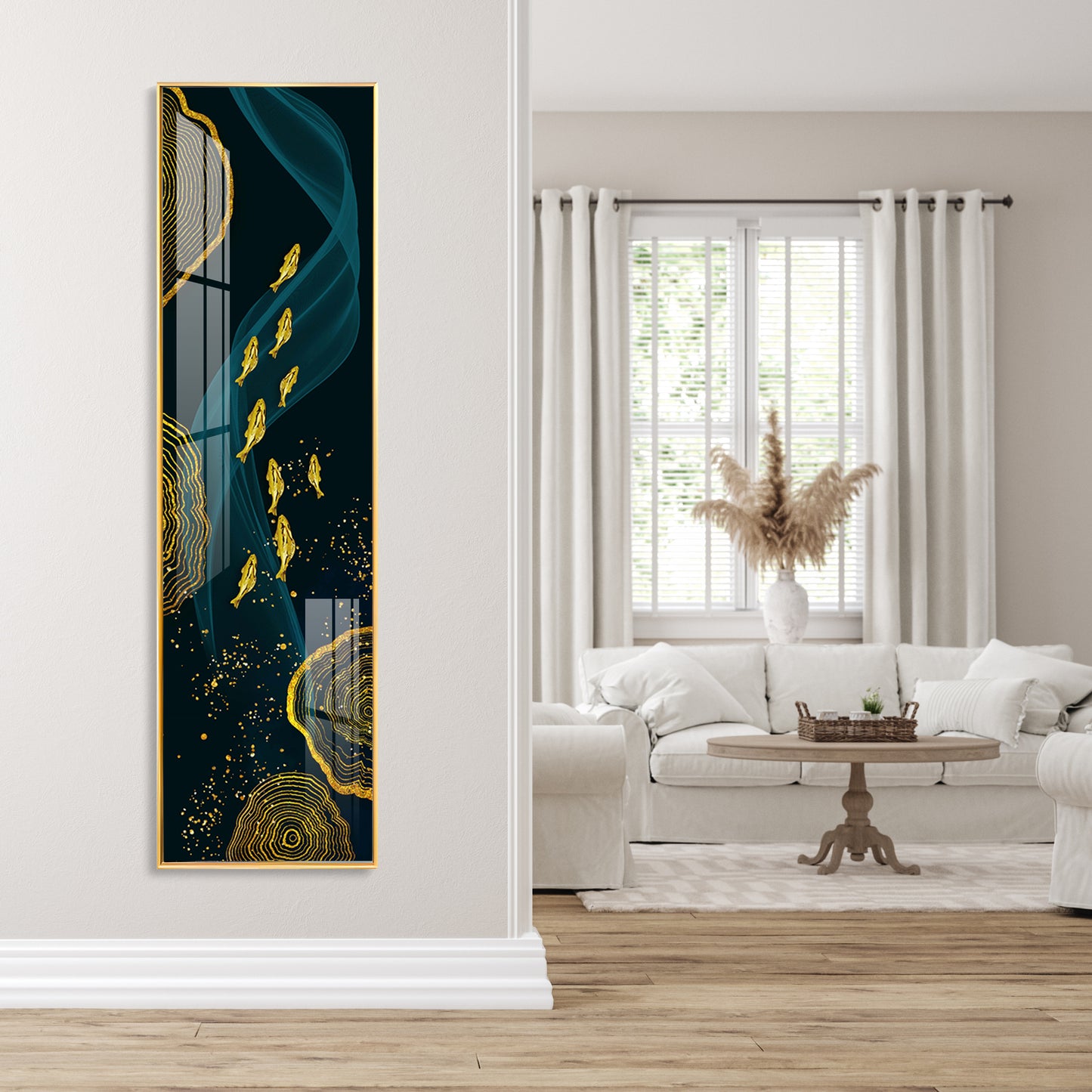 Oceanic Gold Fish Premium Acrylic Vertical Wall Art