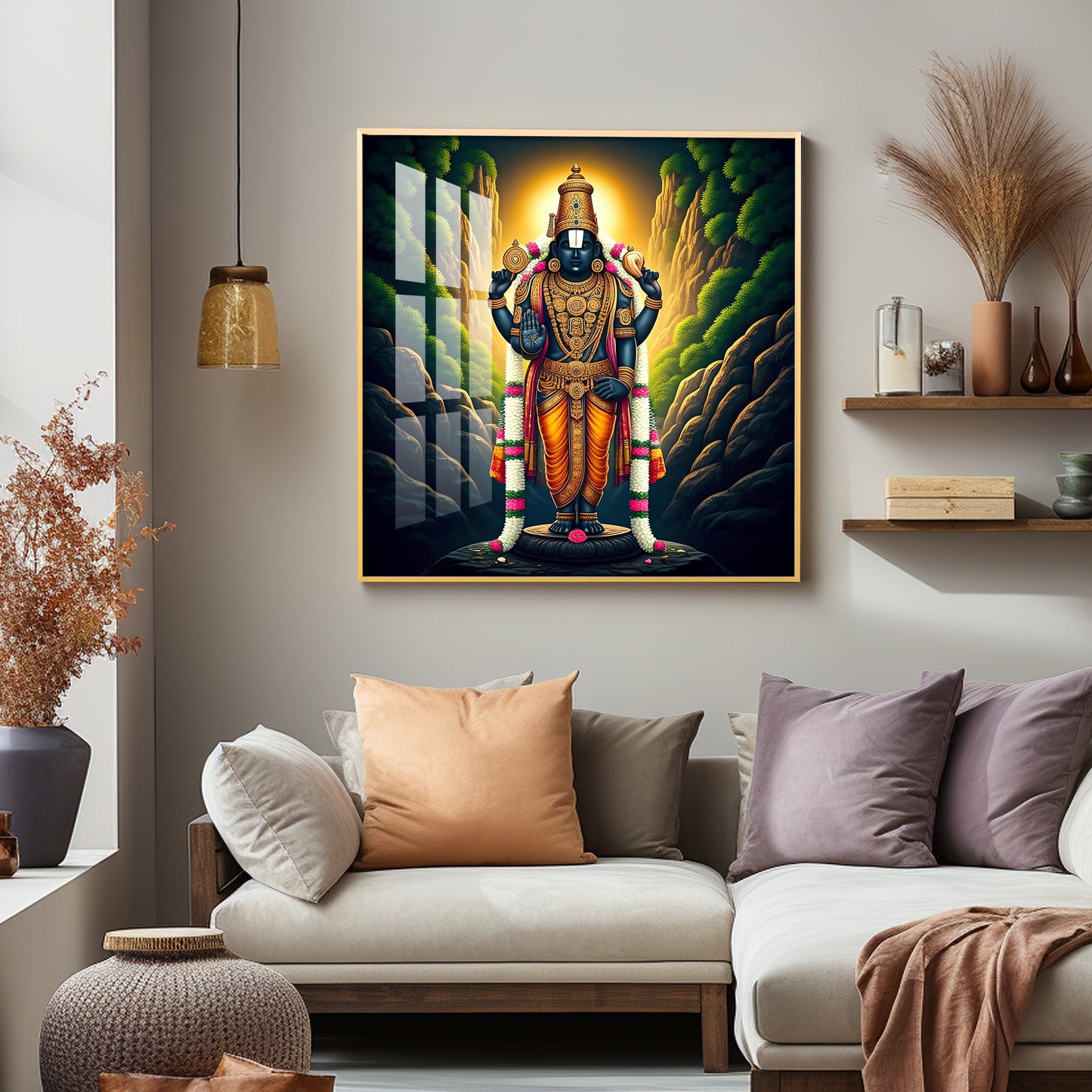 Spiritual Venkateswara Swami Premium Acrylic Square Wall Art