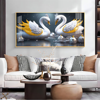 Lovely Swan Couple Premium Acrylic Horizontal Wall Art