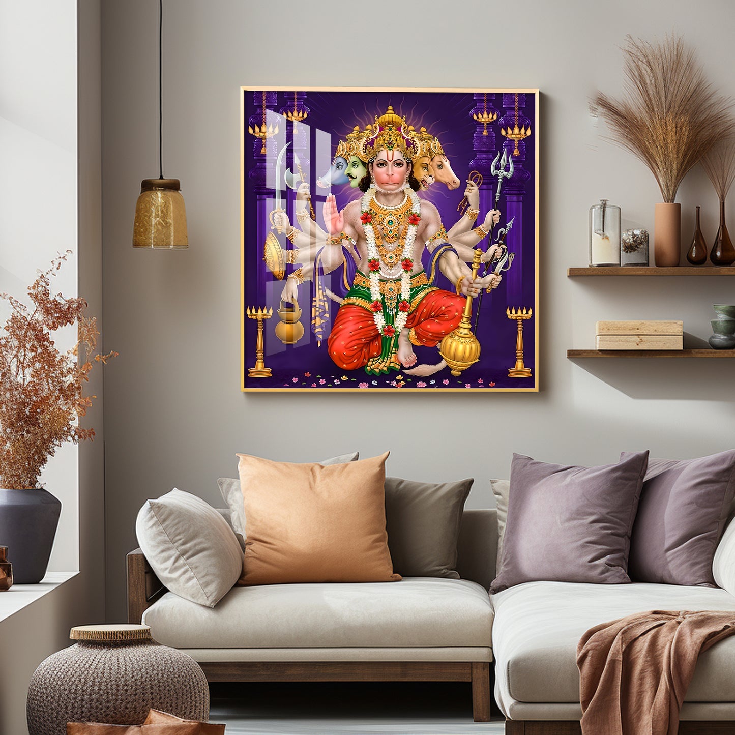 Divine Serenity Of Hanuman Premium Acrylic Square Wall Art