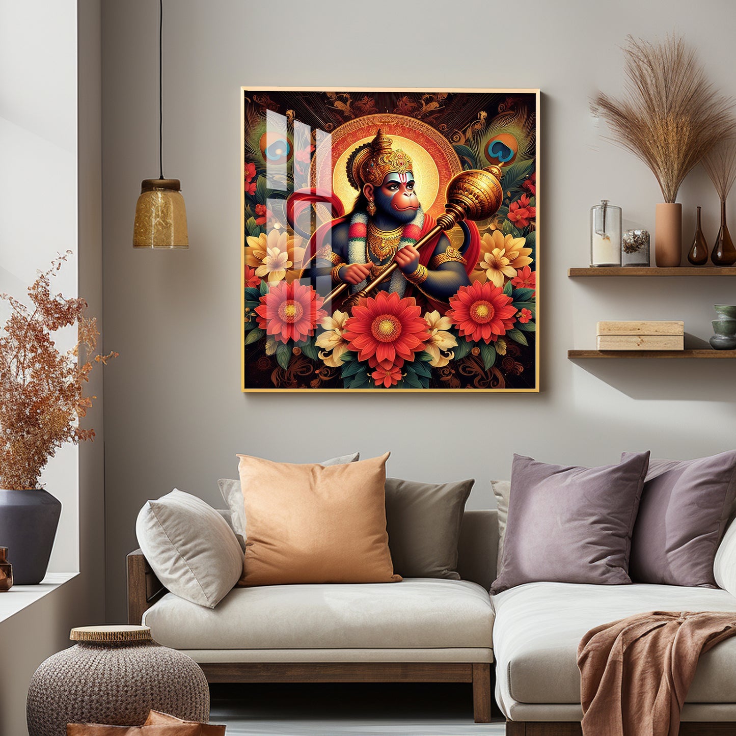 God Hanuman Premium Acrylic Square Wall Art