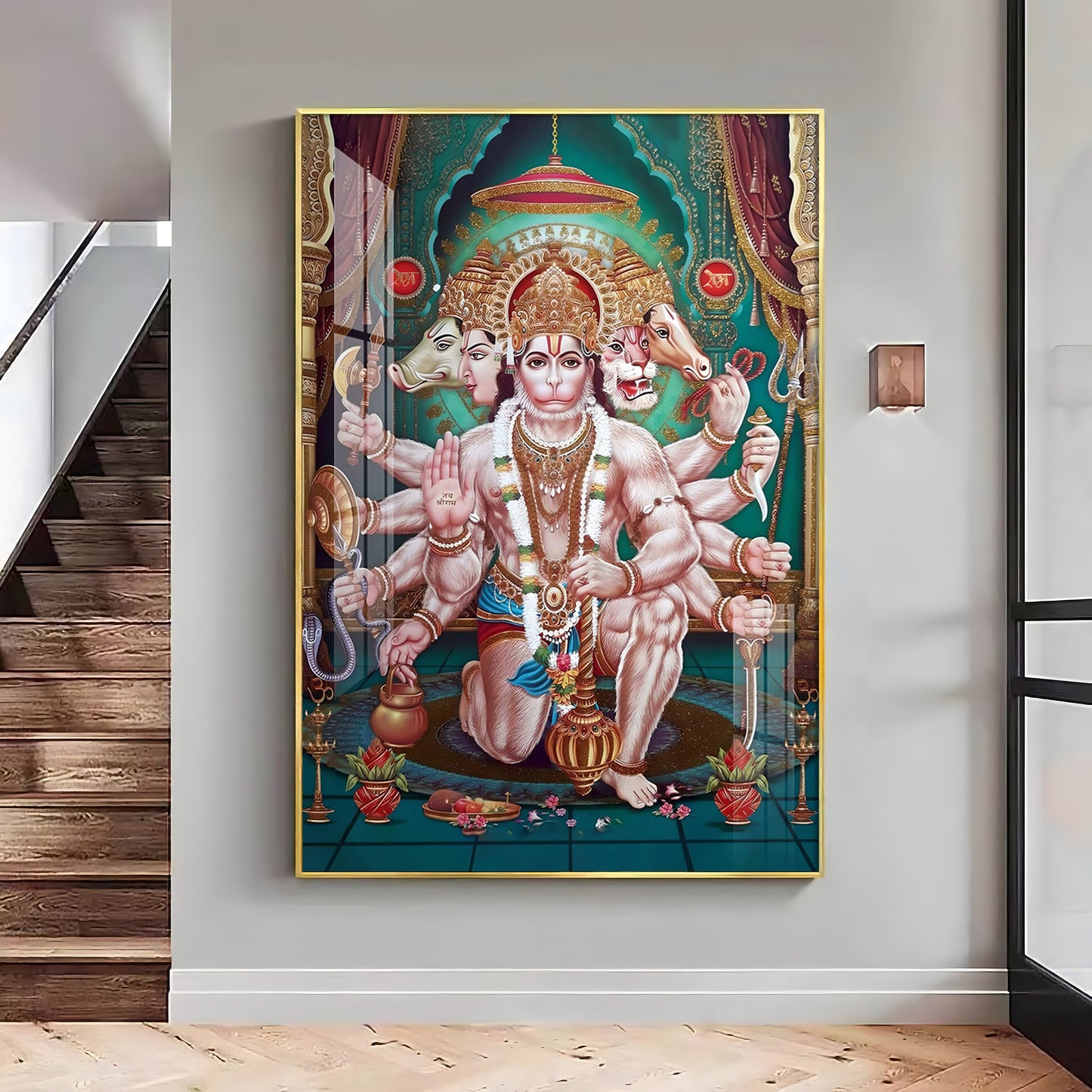 Celestial Guardian Lord Hanuman Premium Vertical Acrylic Wall Art