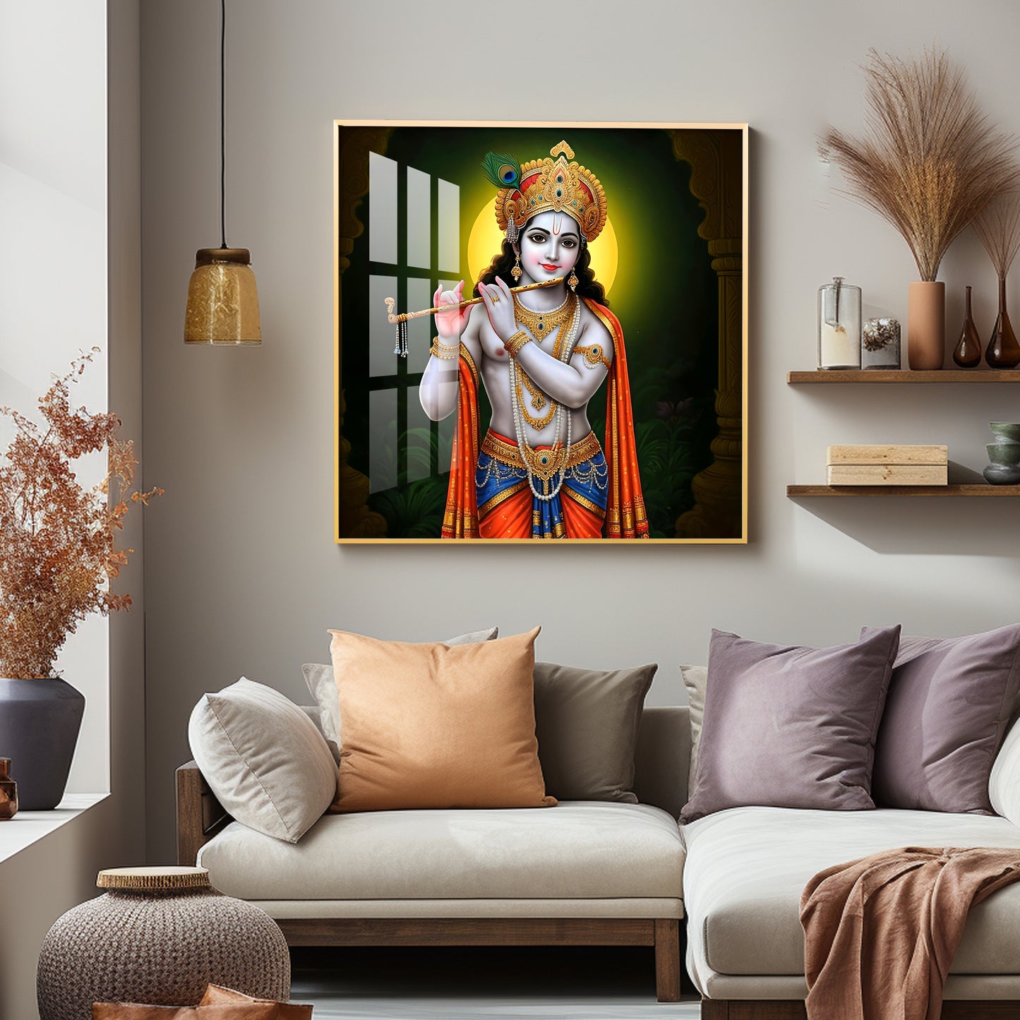 Sacred Essence Of Krishna Premium Acrylic Square Wall Art