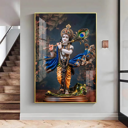 Divine Harmony Of Krishna Premium Vertical Acrylic Wall Art