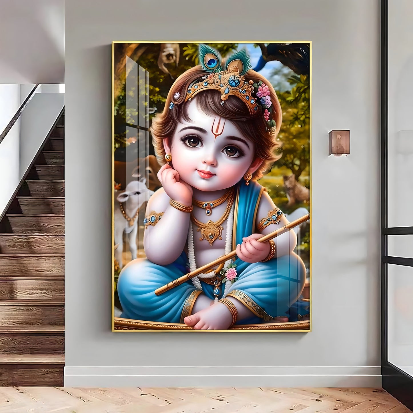 Little Krishna Reverberations Premium Vertical Acrylic Wall Art