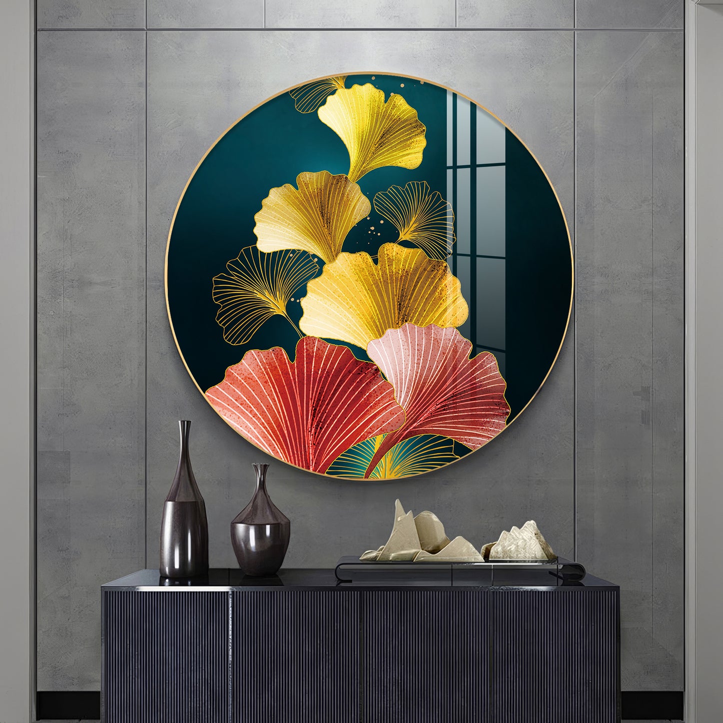 Colorful Petals Premium Acrylic Round Wall Art
