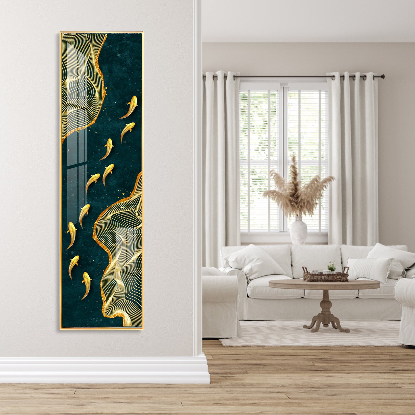 Glittering Fishes Premium Acrylic Vertical Wall Art