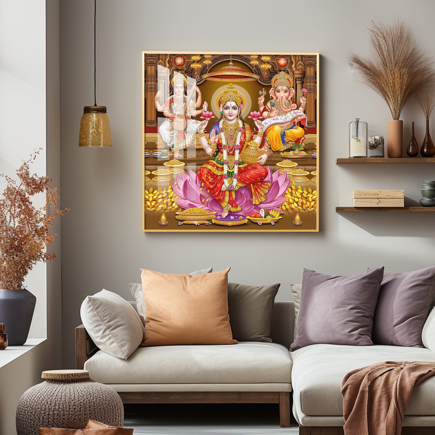 Enchanted Laxmi Ji Divinity Premium Acrylic Square Wall Art