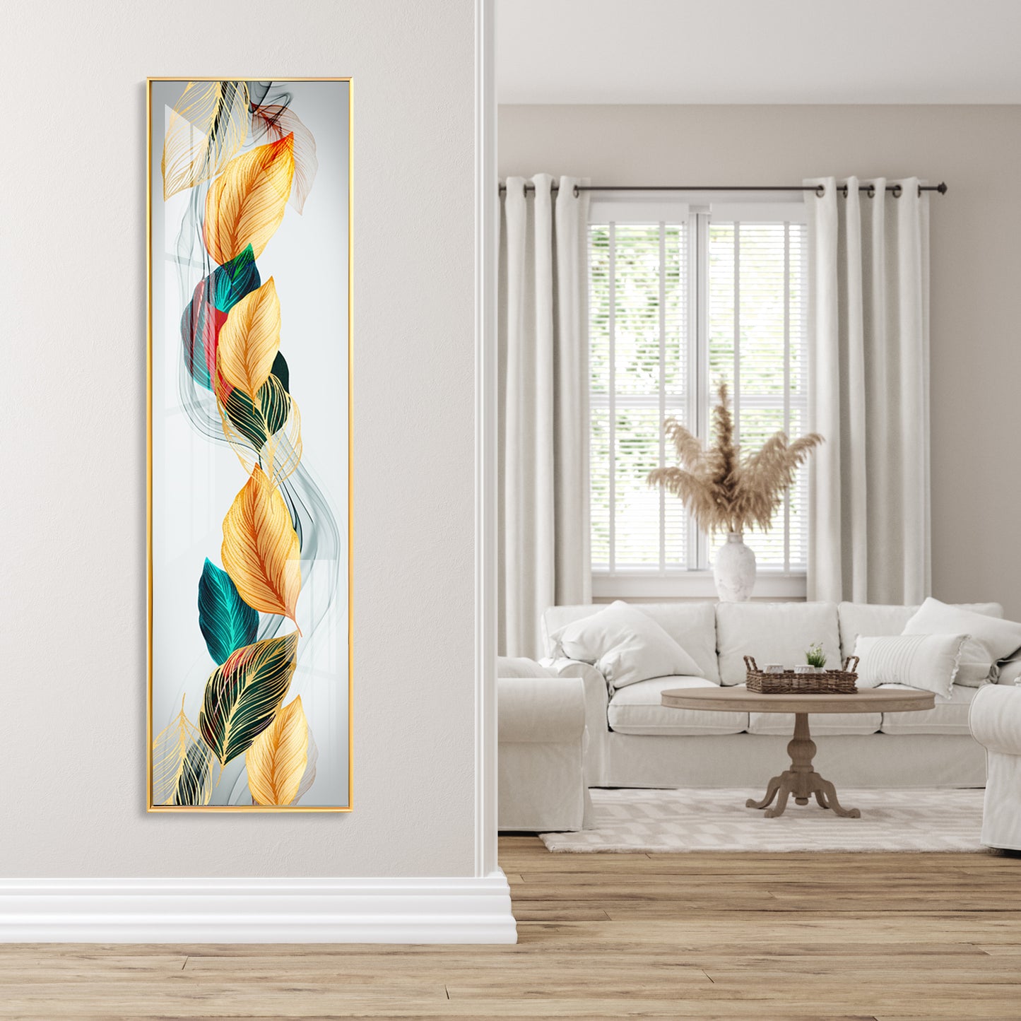 Flowing Leaves Premium Acrylic Vertical Wall Art