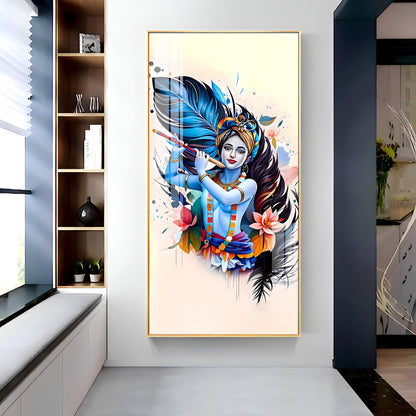 Colorful Krishna Premium Acrylic Vertical Wall Art