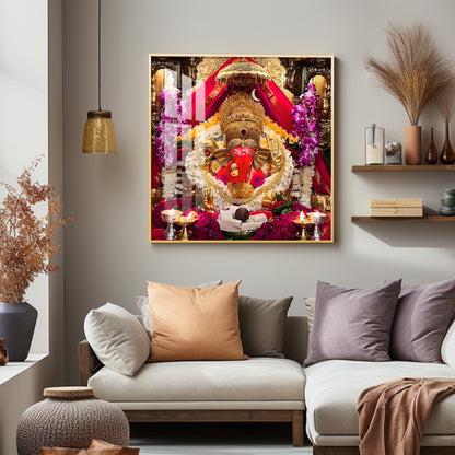 Shree Siddhivinayak Ganapati Premium Acrylic Square Wall Art