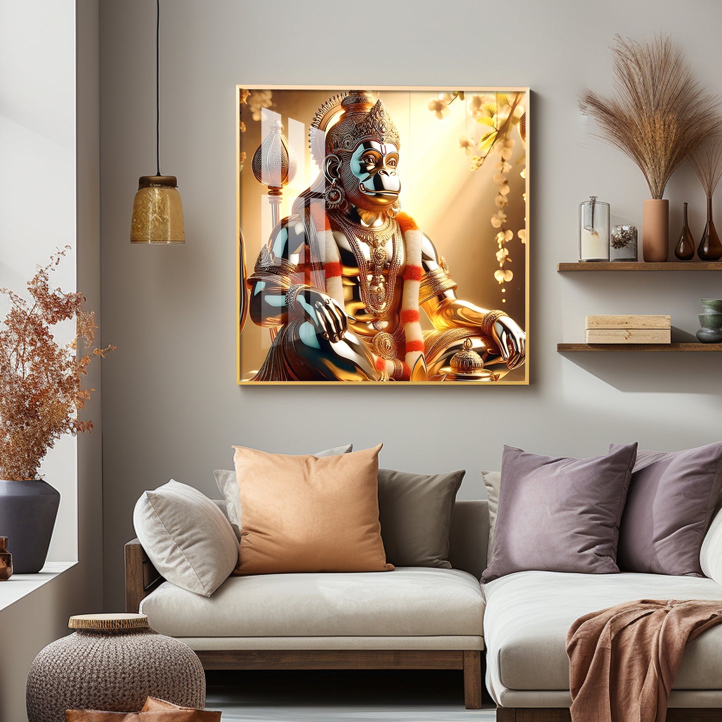 Rambhakt Hanuman Premium Acrylic Square Wall Art