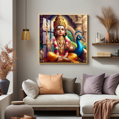 Lord Murugan Premium Acrylic Square Wall Art