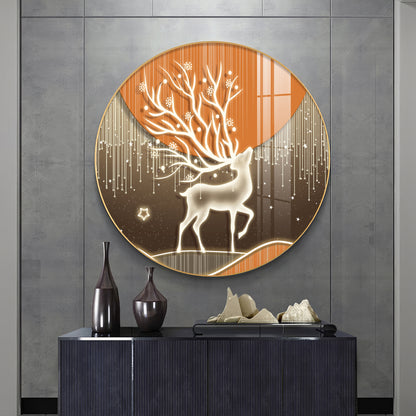 Luminious Deer Premium Acrylic Round Wall Art