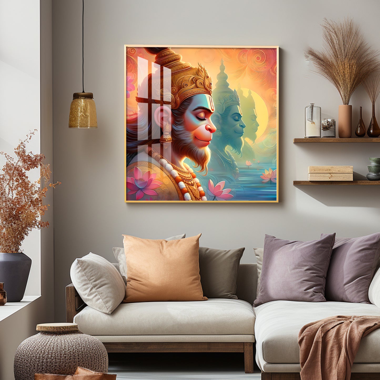 Hanuman ji Premium Acrylic Square Wall Art