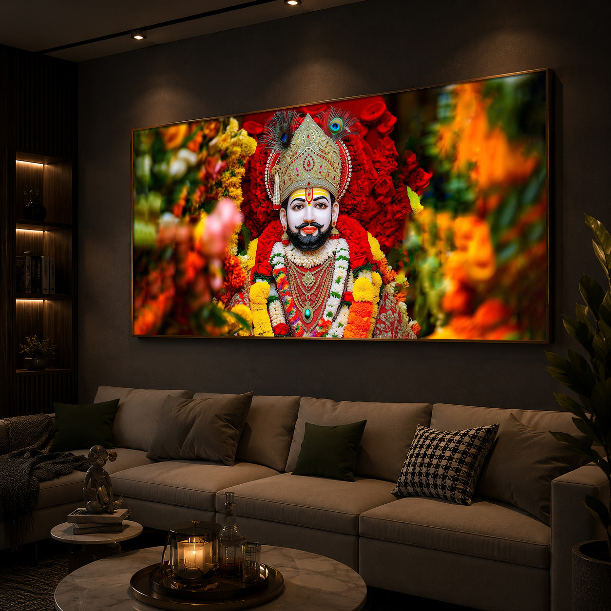 Khatu Shyam Ji Modern Luxury Backlight Horizontal Wall Art