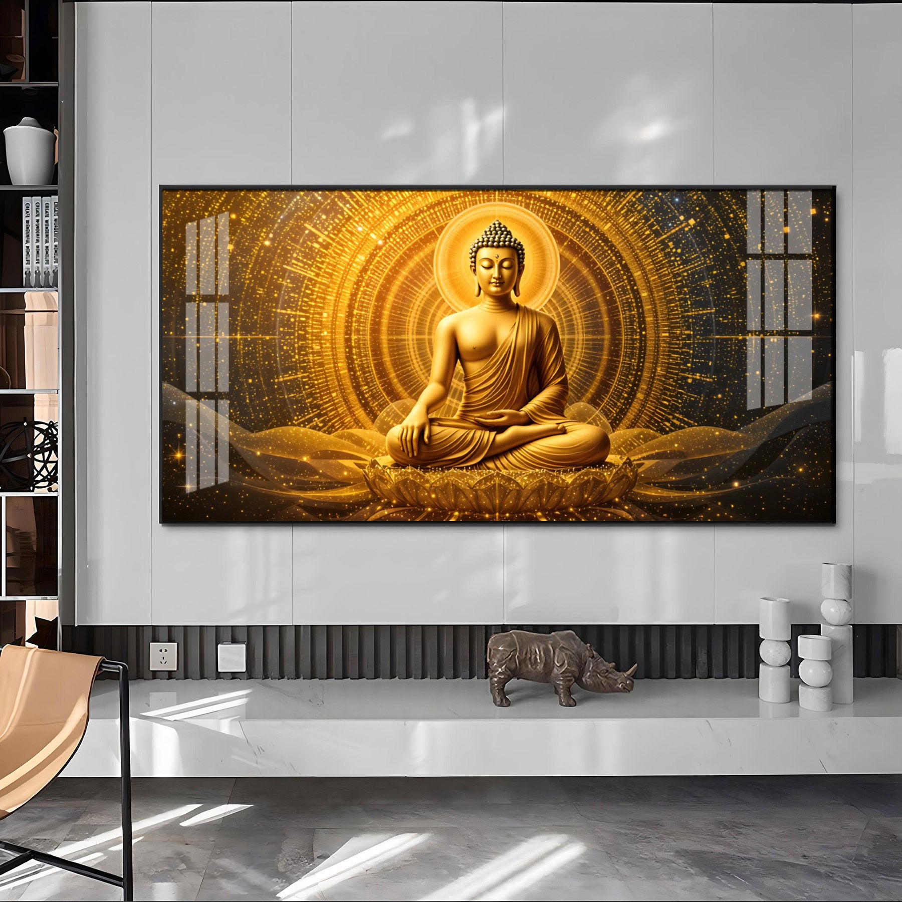 Golden Buddha Bliss Premium Acrylic Horizontal Wall Art