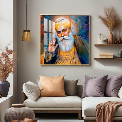 Abstract of Guru Nanak Dev Ji Premium Acrylic Square Wall Art