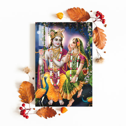 Radha Krishna with Peacock Acrylic Wall Art