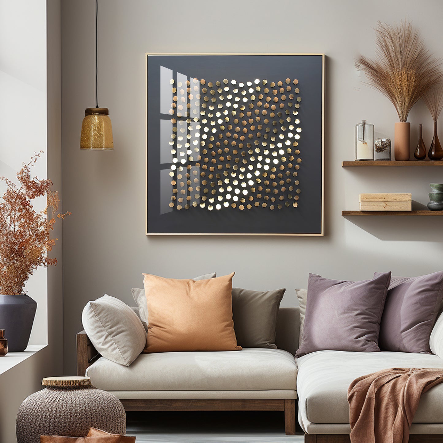 Golden Pebbles Premium Acrylic Square Wall Art