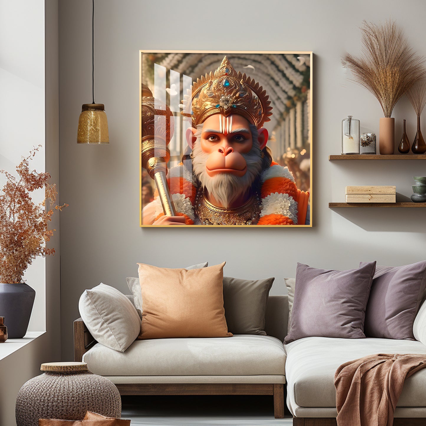 Ram Bhakt Hanuman Premium Acrylic Square Wall Art