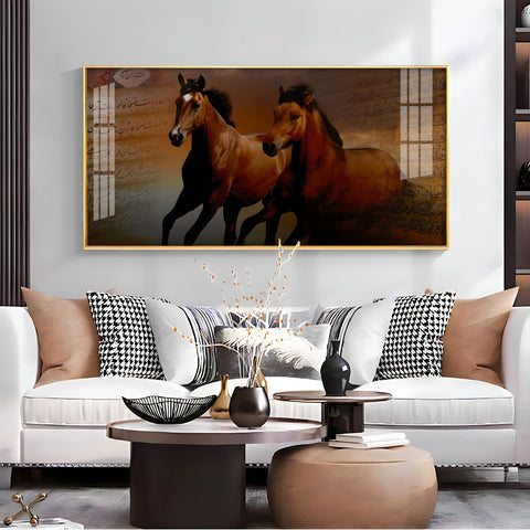 Arabic Horses Premium Acrylic Vertical Wall Art