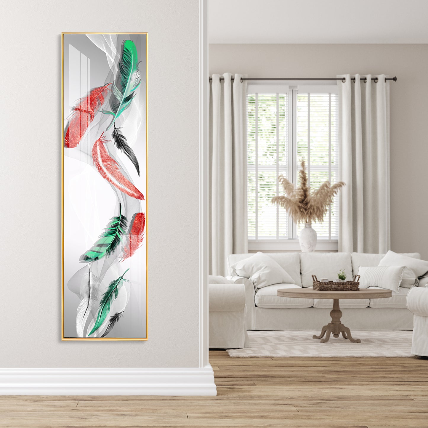 Colorful Feather Premium Acrylic Vertical Wall Art