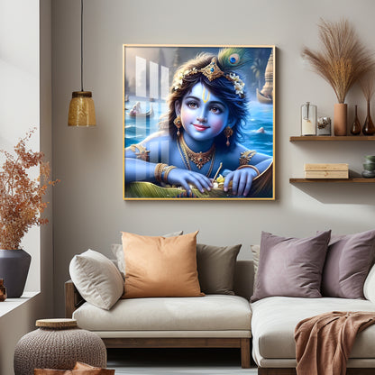 Little Krishna Premium Acrylic Square Wall Art