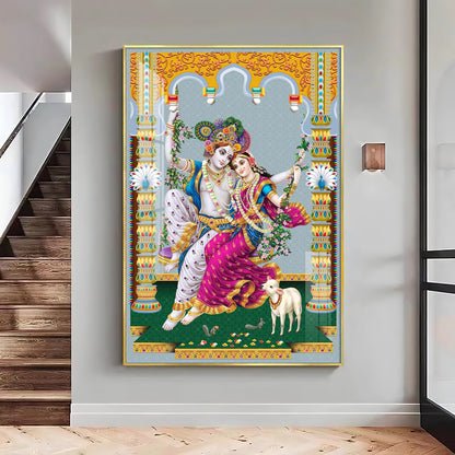 Sacred Radha and Krishna Premium Acrylic Vertical Wall Art